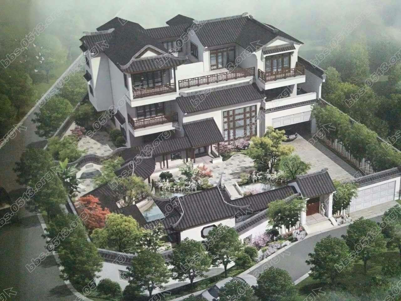 苏式园林别墅全景图,园林别墅景观效果图,别墅庭院园林实景图_大山谷图库