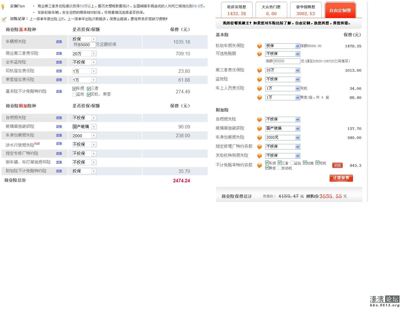 左边平安右边人保，同样的保险项目价格相差1000啊