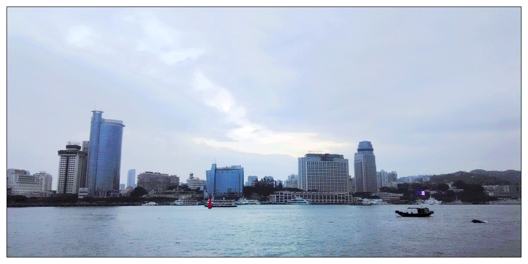 厦门湾 船后有海豚