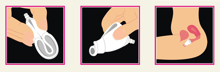 月经杯的使用方法。  图片来自：www.reuseit.com