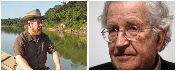 ［左］丹尼尔·埃弗雷特在亚马逊丛林中（照片：Daniel Everett）；［右］诺姆·乔姆斯基（图片：Getty Images）