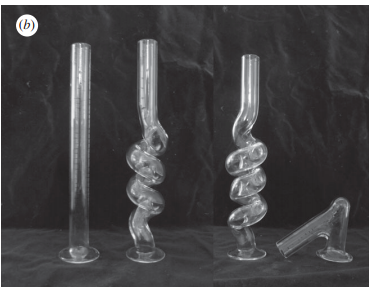 实验中采用的道具。从左到右分别为直线型，逆时针型，顺时针型和折角型。