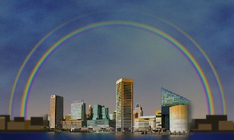 虹、霓和亚历山大暗带。图像来源：wikipedia.com