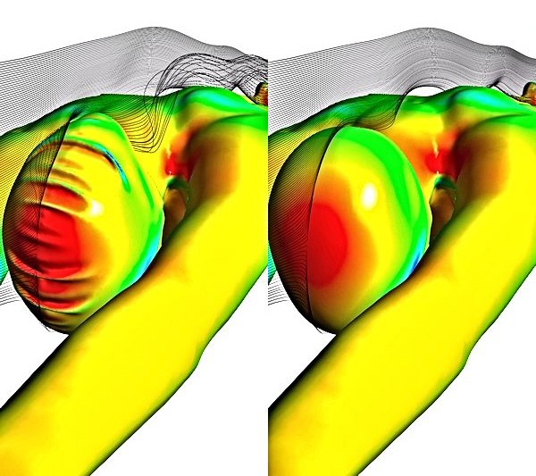 左图是传统泳帽，右图是经过重新设计的Fastskin3泳帽