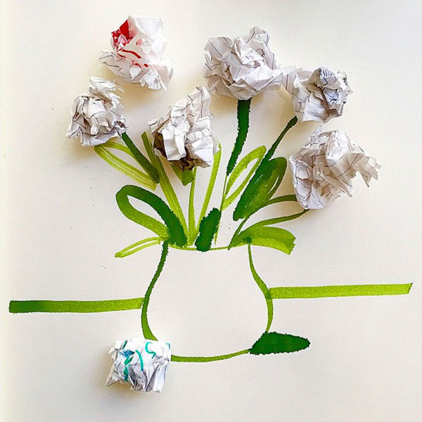 透过艺术家的眼睛，一团废纸也能是盛开的花朵