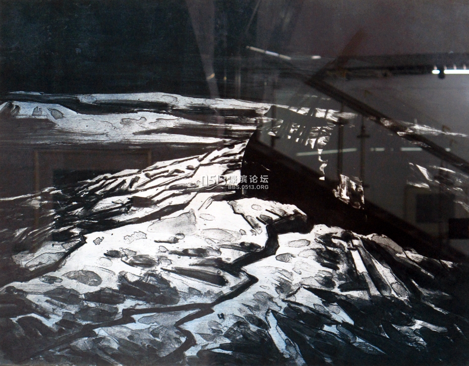 冰海浮船  蓝膜凹版画.jpg