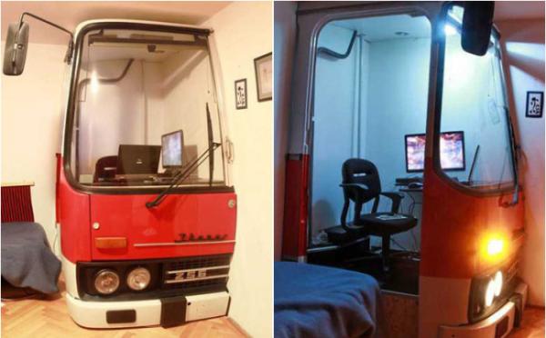 高手云集的废旧巴士改造界，锯个车头都不算啥事儿