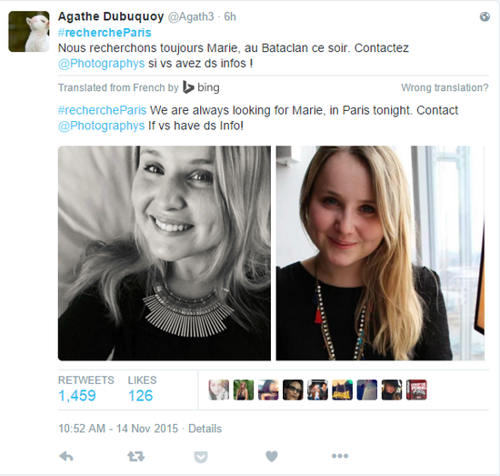【聚合】人们用“#rechercheParis”来寻找失联亲友