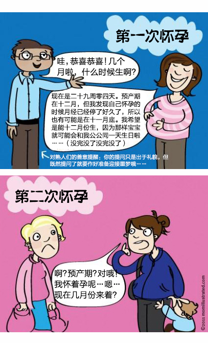 怀头胎和怀二胎的区别，全在这漫画里了