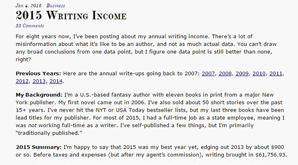 写奇幻小说能赚钱吗？美国奇幻作家网上晒收入明细