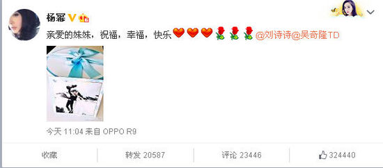 吴奇隆刘诗诗大婚 杨幂未到场隔空送祝福(图)