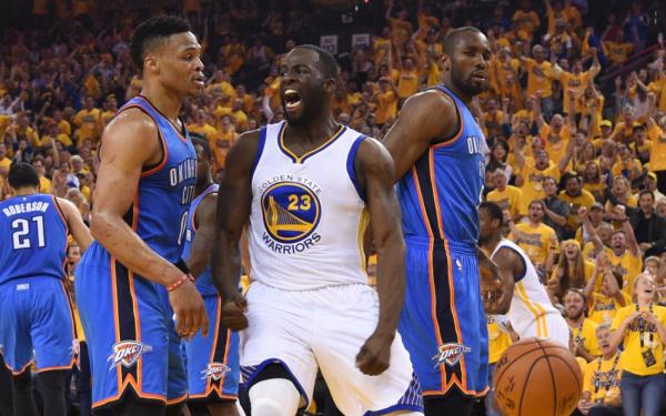 “水花兄弟”合砍57分！勇士4比3逆转雷霆晋级总决赛