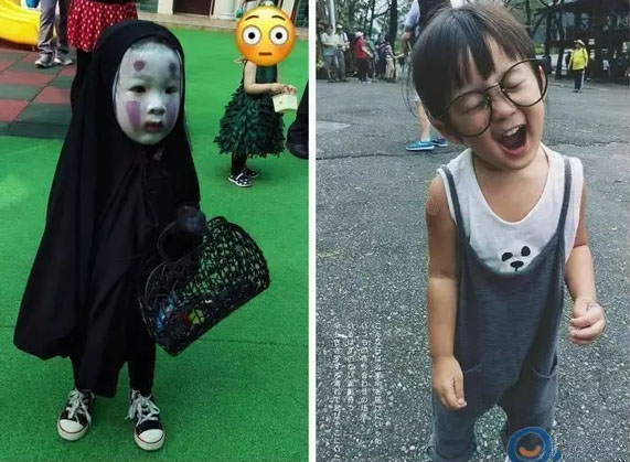 趣看｜万圣装扮太成功，萌妹扮“无脸男”却吓哭小伙伴