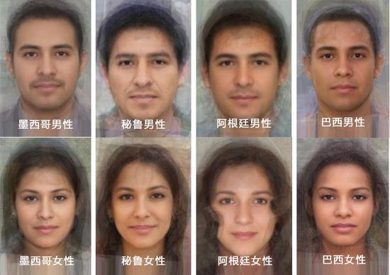 Collin Spears 制作的拉丁美洲各国人平均脸。