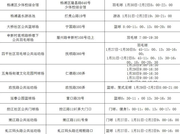 上海开放500处公共体育场馆，春节聚会不止有打牌喝酒