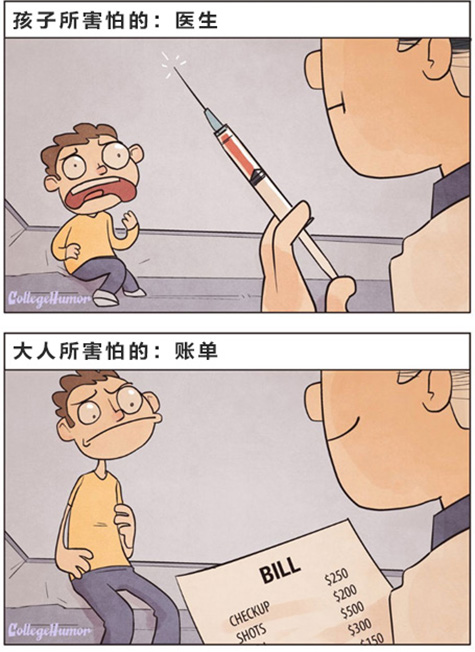 6幅漫画解析：孩子害怕的VS大人害怕的
