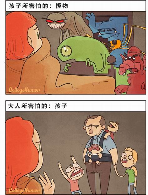 6幅漫画解析：孩子害怕的VS大人害怕的
