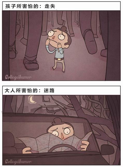 6幅漫画解析：孩子害怕的VS大人害怕的