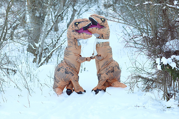 趣看｜浪漫没死！情侣身着恐龙服大秀“史前”恩爱