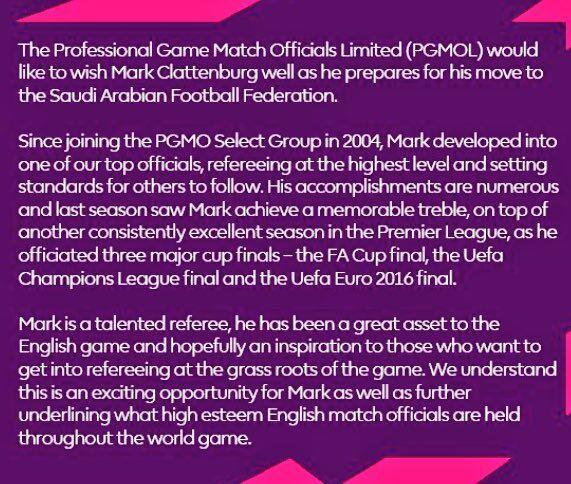 英超金哨克拉滕伯前往沙特淘金，球迷欢送“盲人裁判”