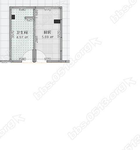 调整后的厨房卫生间结构图