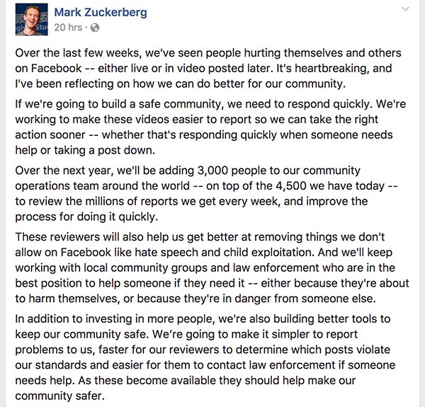 脸谱第一财季净利猛增76%，宣布增加3000名内容审核员