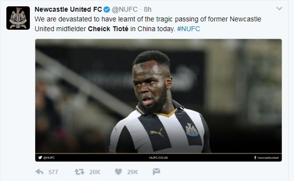 蒂奥特猝死引发足坛集体哀思，德罗巴、登巴巴都是他至亲好友