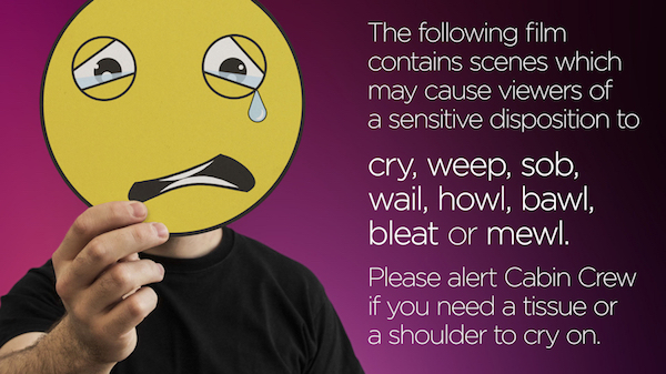 为长途飞行不无聊，航空公司准备了有趣的安全视频和催泪大片