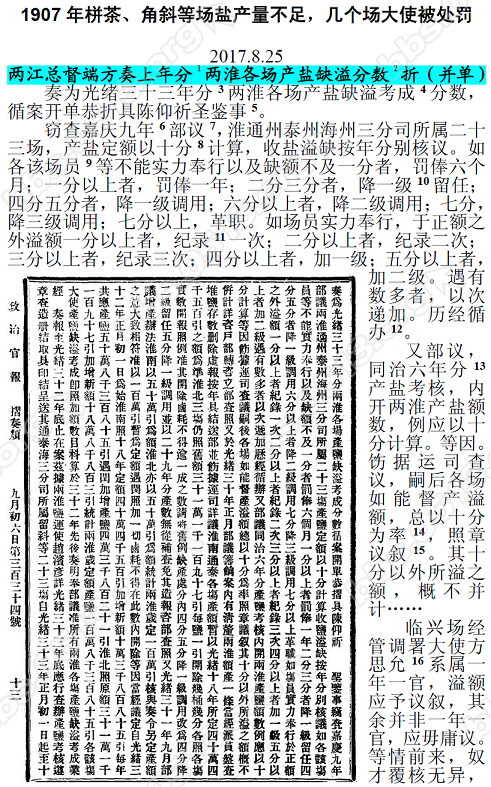 1907年栟茶、角斜等场盐产量不足，几个场大使被处罚11.PNG