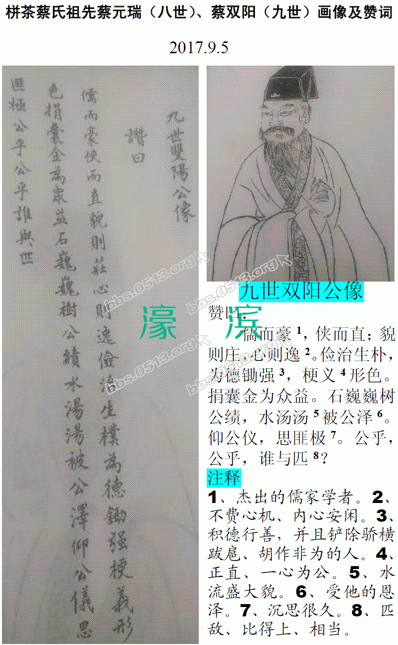 栟茶蔡氏祖先蔡元瑞（八世）、蔡双阳（九世）画像及赞词1 微信图片_20170905154013.GIF