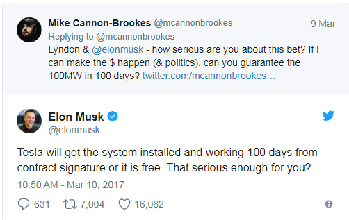 马斯克赢了赌约：100天内在澳大利亚建成世界最大电池系统