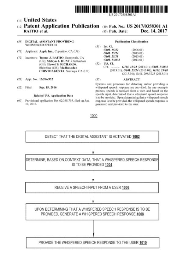 苹果一项新专利被曝光：Siri未来可能跟用户“窃窃私语”