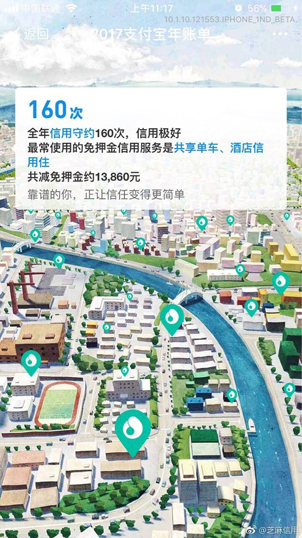 芝麻信用承认支付宝年度账单设默认选项错了：被勾选的可取消