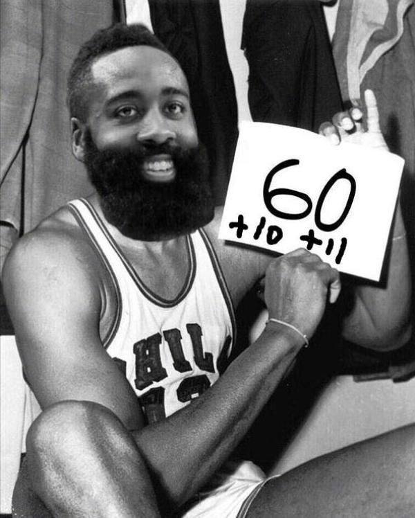 感谢哈登的“猪队友”，是你们逼着他拿60分+三双的