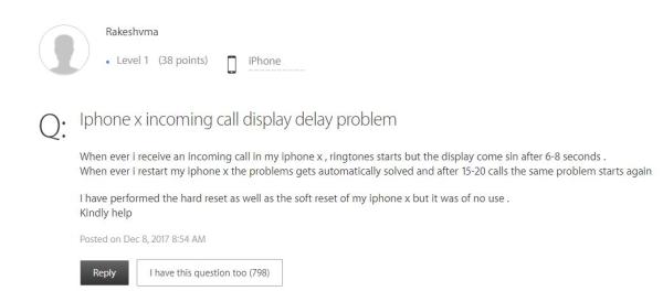 iPhoneX曝出新漏洞：收到来电屏幕延迟亮起且无法接听