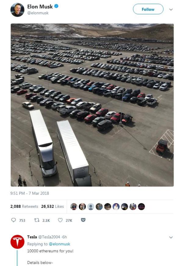 数字货币诈骗：假冒特斯拉CEO马斯克推特，骗取粉丝以太币