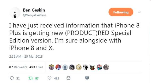 iPhone X或推红色款，不过新颜色也可能是“腮红金”