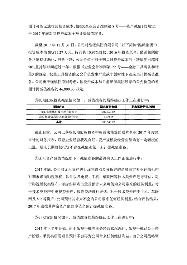 乐视网：如果再没有新进资金支持，公司经营将难以为继