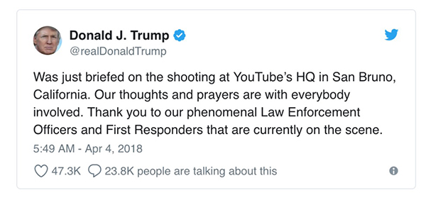 YouTube总部发生枪击案：3人受伤，女枪手自杀身亡