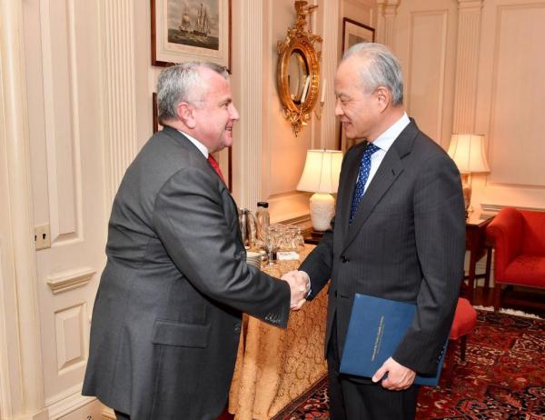 崔天凯会见美国代理国务卿：要求美方停止对华301调查