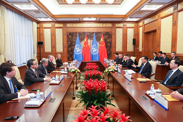 李克强会见联合国秘书长：贸易战损害世界人民共同利益