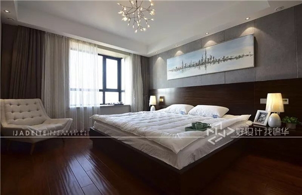 卧室 华强城 简约台式风 158平 三室两厅 南通锦华装饰装修