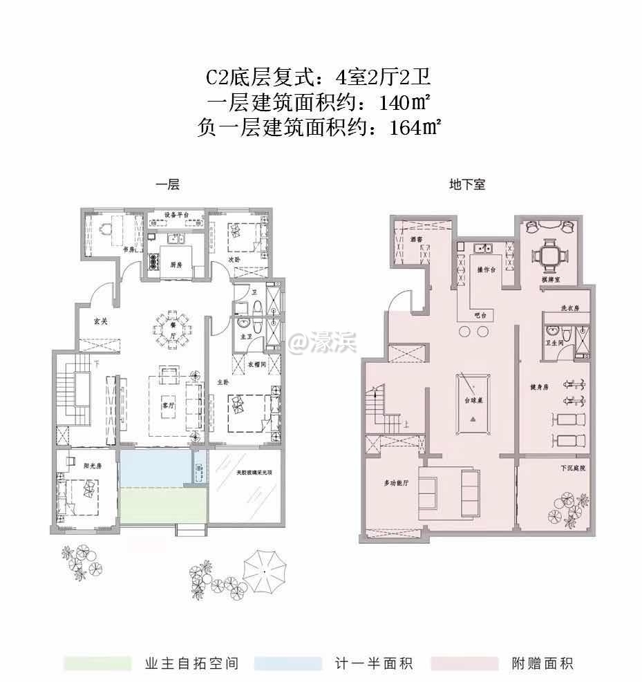 C2底层复式 一层140㎡负一层164㎡ 4室2厅2卫.jpg