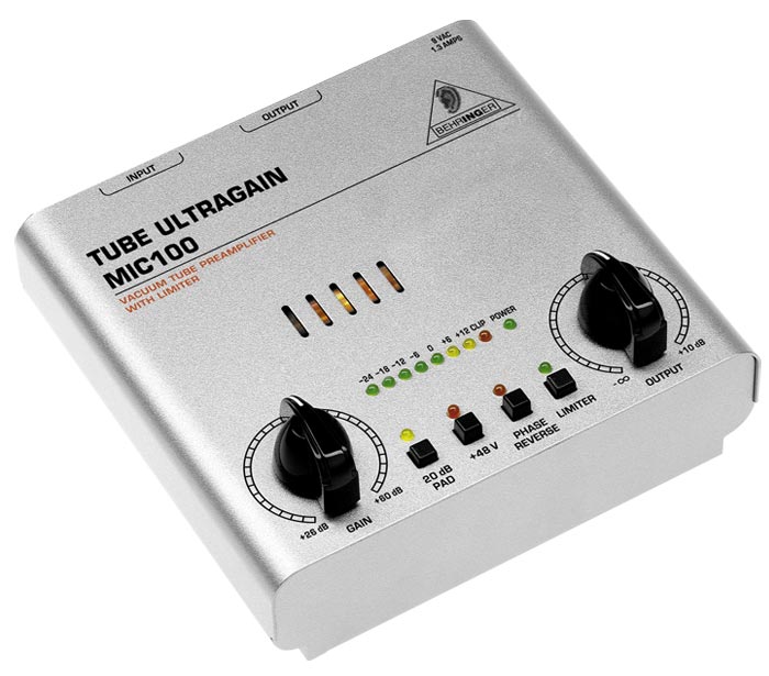 请教! 我刚买了个百灵达TUBE ULTRAGAIN MIC100话放 有没有人可以告诉我怎么用这玩意儿呀?